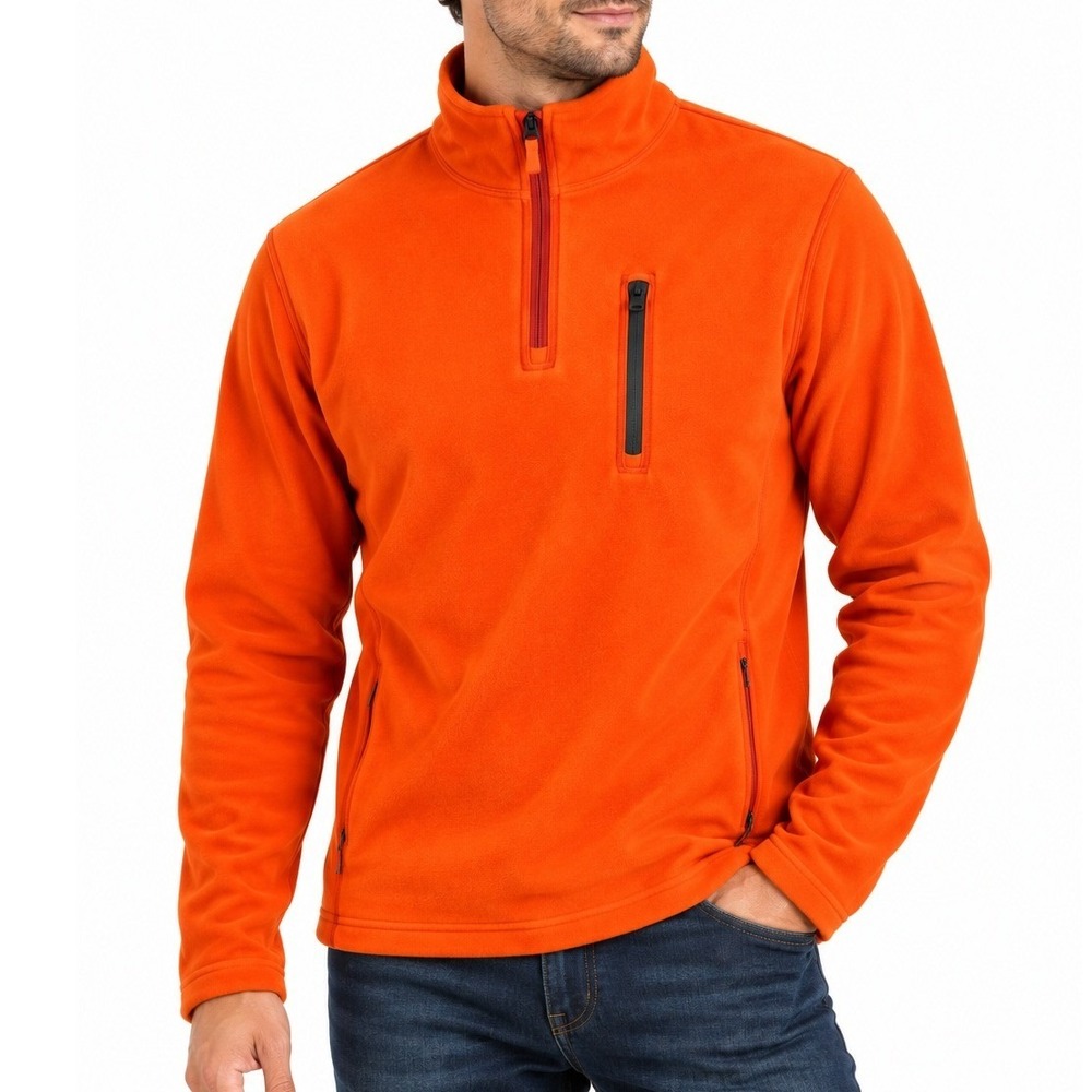 Under Armour Mens Medium Orange Quarter Zip Fleece Pullover Jacket Blaze Orange